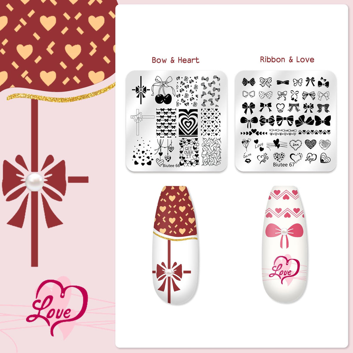 Biutee nail-art-designs on natural nails inspired by floral butterfly patterns.
