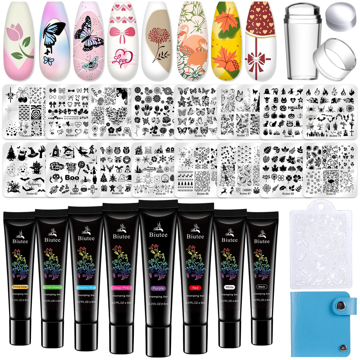 Biutee Nail Stamper Kit full kit displays all tools for convenient at-home nail art.
