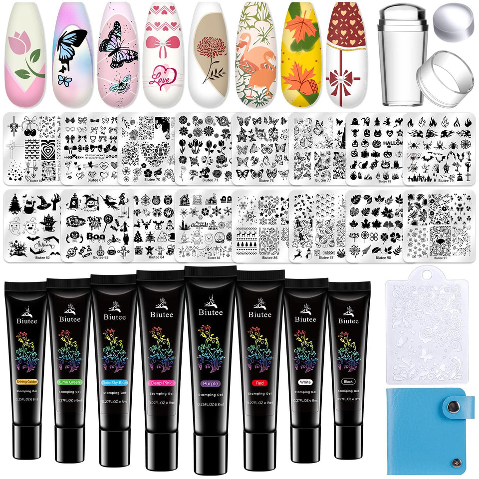 Biutee Nail Stamper Kit full kit displays all tools for convenient at-home nail art.