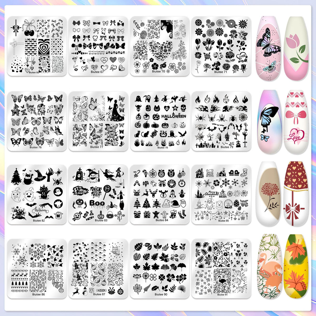 Biutee nail-stamping-plates-closeup shows precise etched designs for clean transfers.