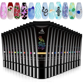 Biutee Nail Stamping Polish Gel swatches in 24 colors for crisp designs.