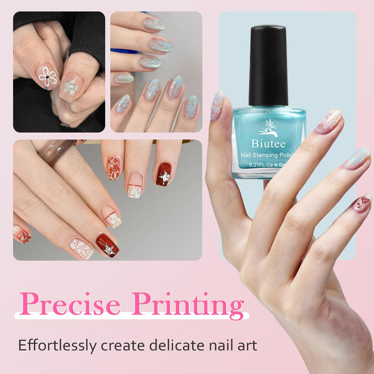 Biutee Nail Stamping Polish gold and silver tones for shiny accents.