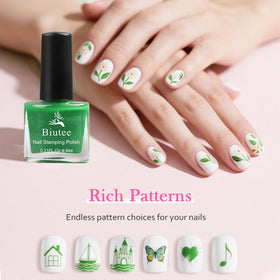 Biutee Nail Stamping Polish orange, rose, purple, and blue colors inspire creativity.