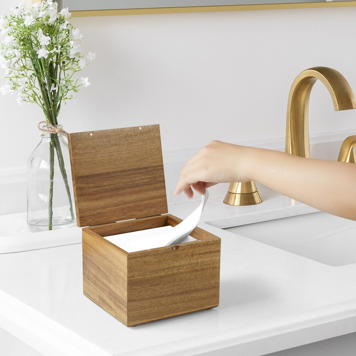 Rustic farmhouse charm of the Bivvclaz acacia wood towel holder.