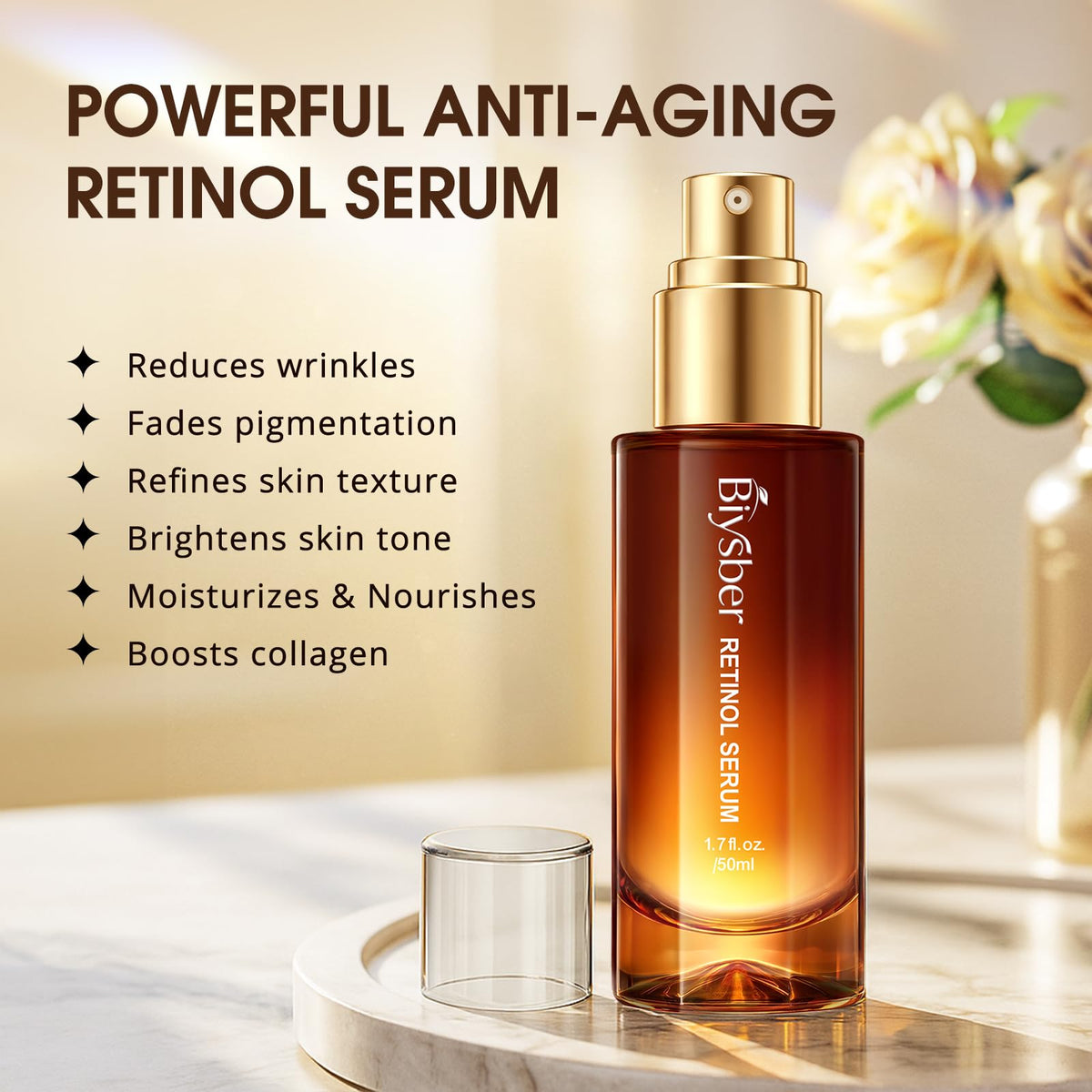 BIYSBER peptide-retinol matrix graphic highlighting ingredients