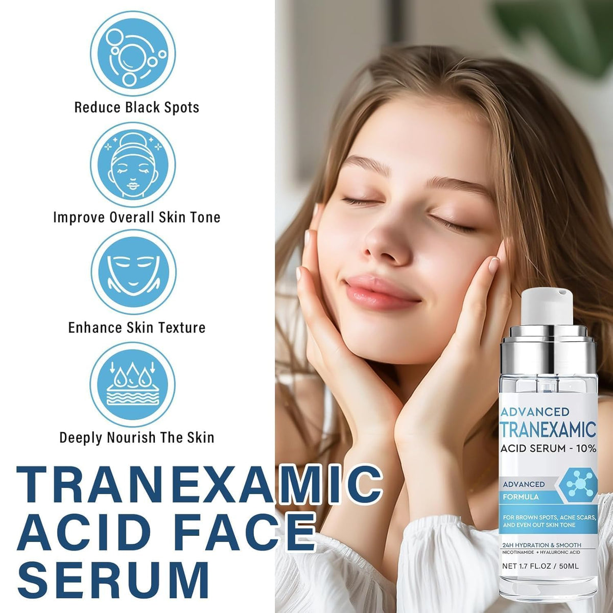 Bizzico Tranexamic Acid Serum dropper dispensing for clean application