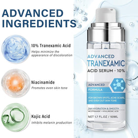 Bizzico Tranexamic Acid Serum with Hyaluronic Acid label emphasizes hydration