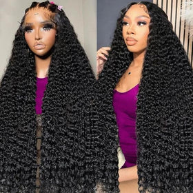 BJVT 13x6 deep wave lace front wig front view with natural hairline