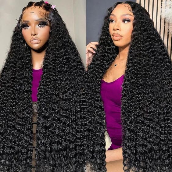 BJVT 13x6 deep wave lace front wig front view with natural hairline