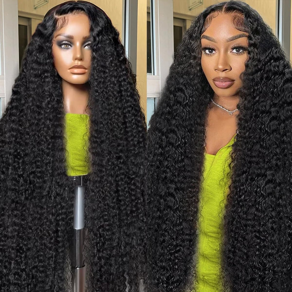 BJVT 13x6 Deep Wave Lace Front Wig front view with natural hairline and volume for daily wear.