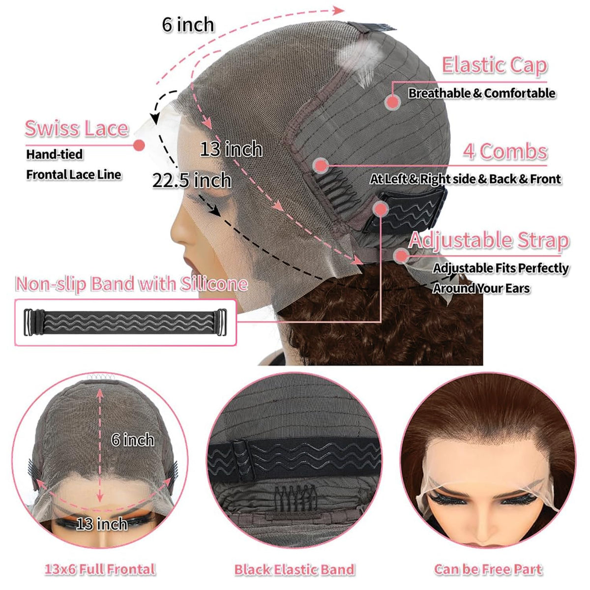 BJVT 210-density lace-front wig deep wave chocolate brown for full look