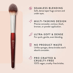 BK Beauty 110 Large Concealer Brush applying concealer under-eye for seamless coverage.