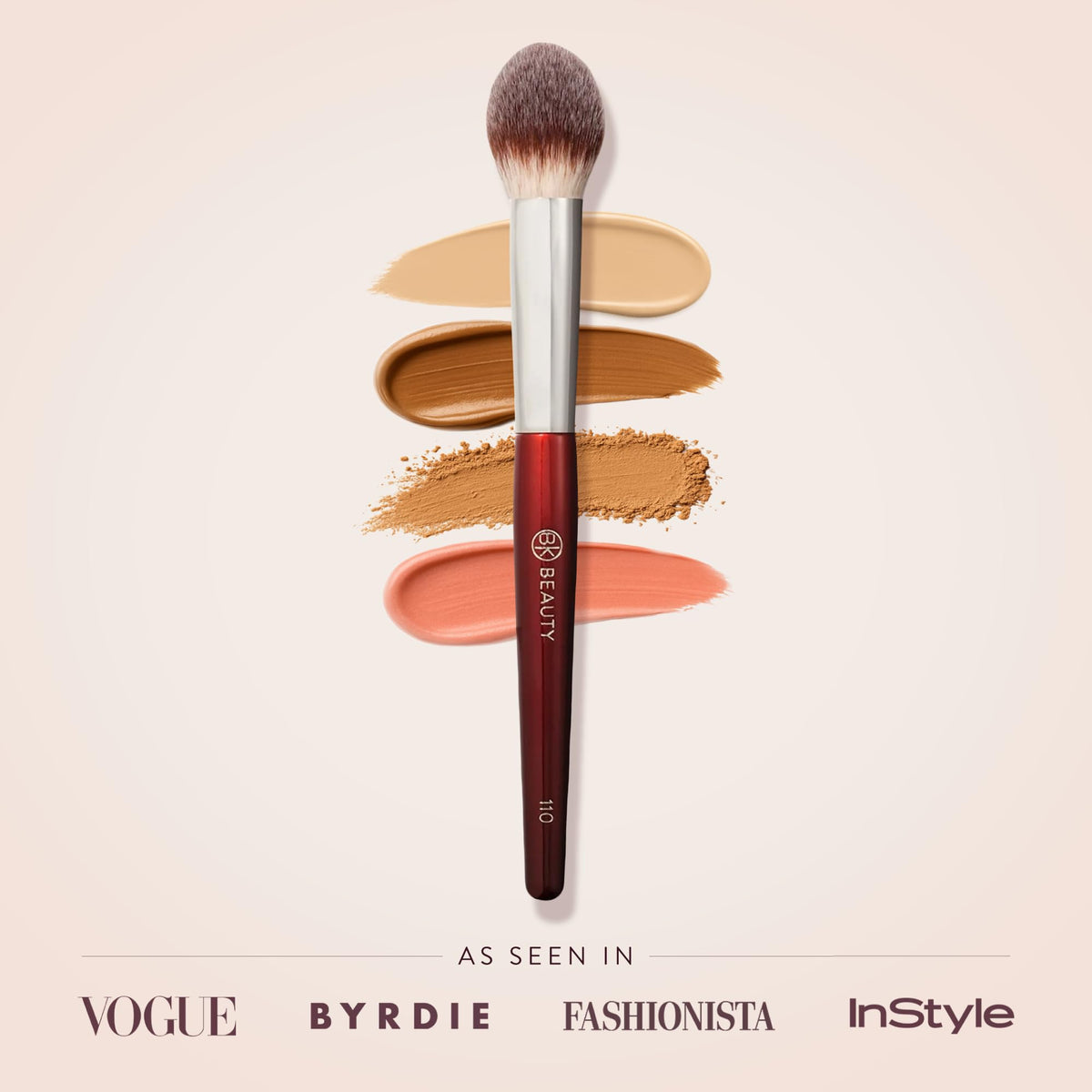 BK Beauty 110 Large Concealer Brush features vegan cruelty-free bristles.