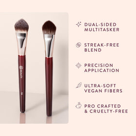 BK BEAUTY 114 dark-fiber end sets powder for a long-lasting finish.