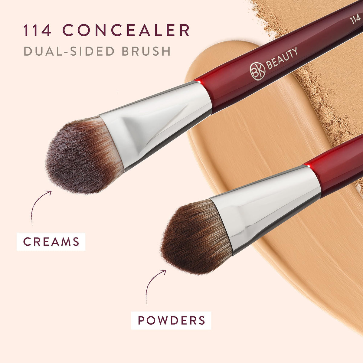 BK BEAUTY 114 fluffy end blends powder for crease-free, seamless skin.