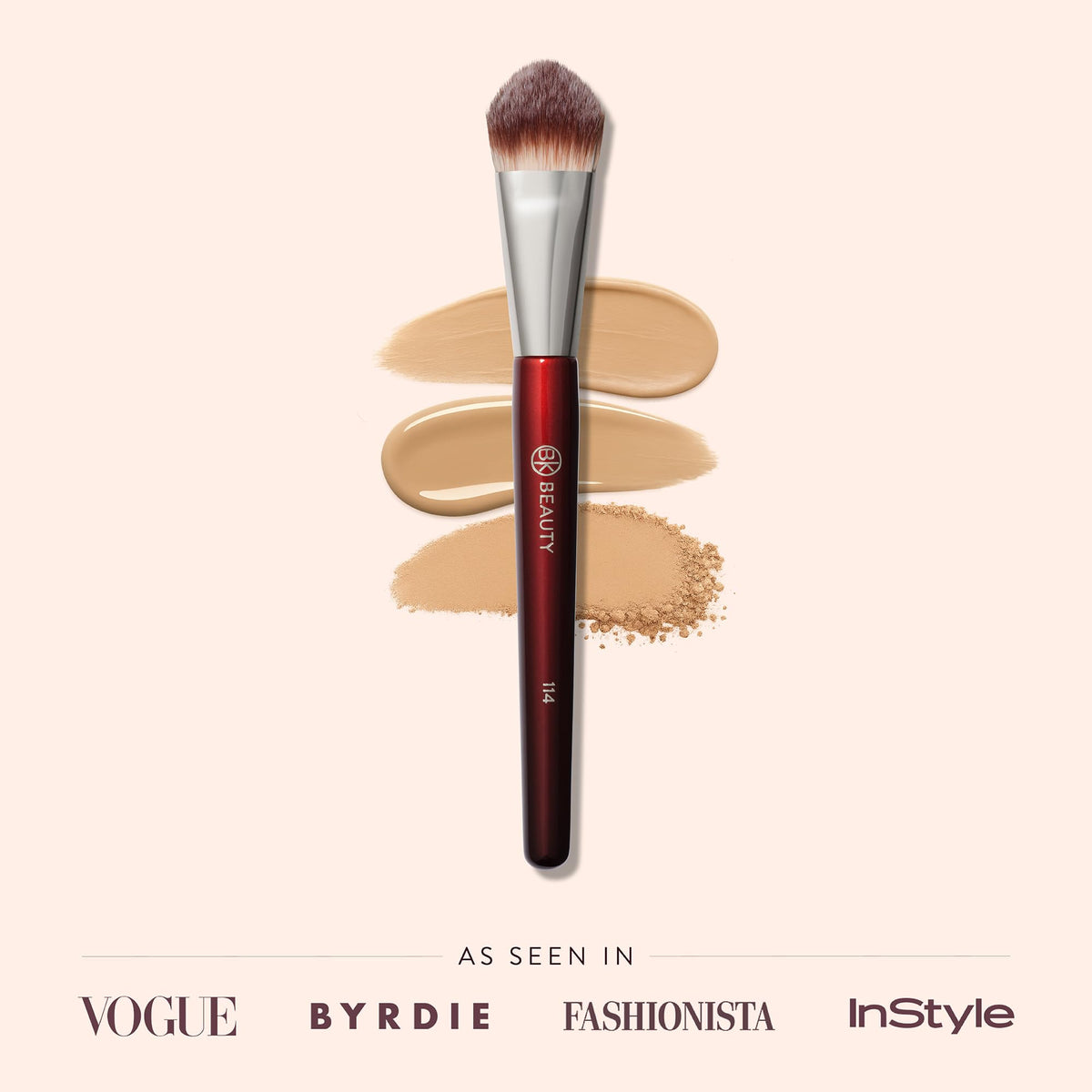 BK BEAUTY 114 light-fiber end applies liquid concealer evenly for natural coverage.