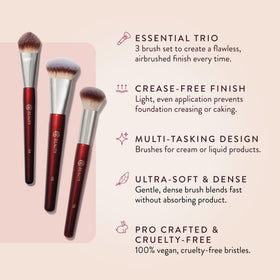 BK Beauty Core Complexion Trio foundation brush delivers smooth, even coverage.