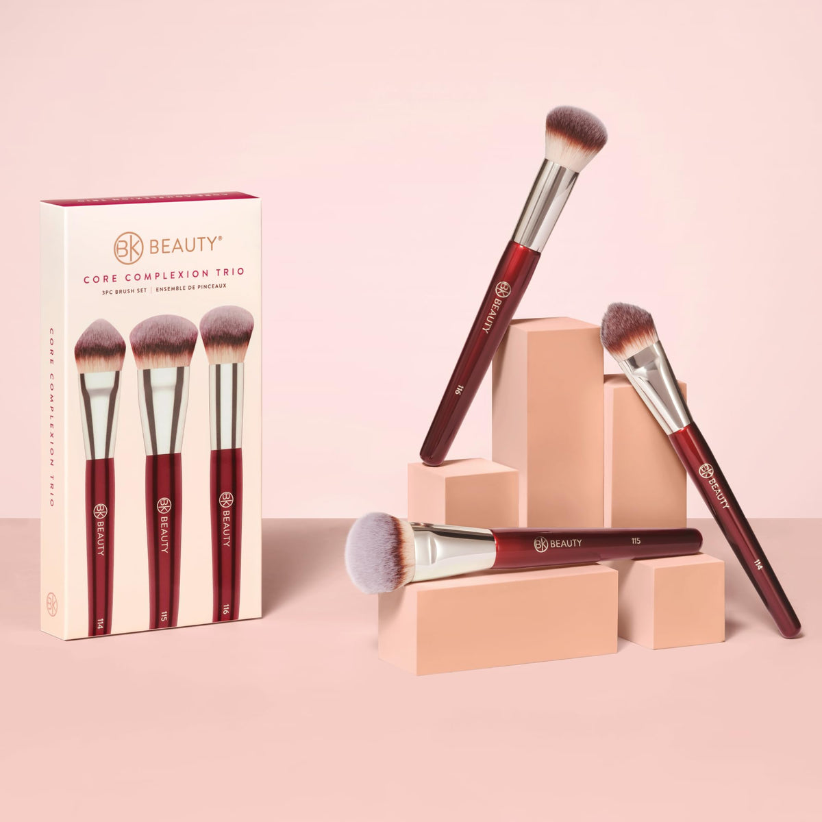 BK Beauty Core Complexion Trio vegan bristles stay soft while minimizing absorption.