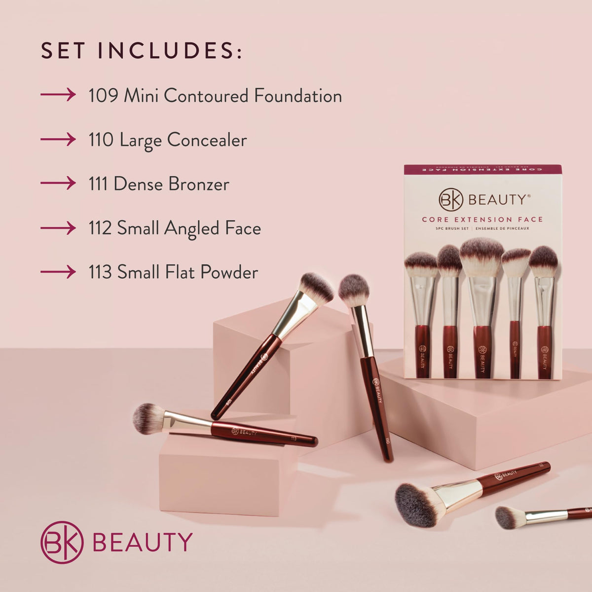 BK Beauty CORE face set 112 small angled face brush for precise blush and highlighter