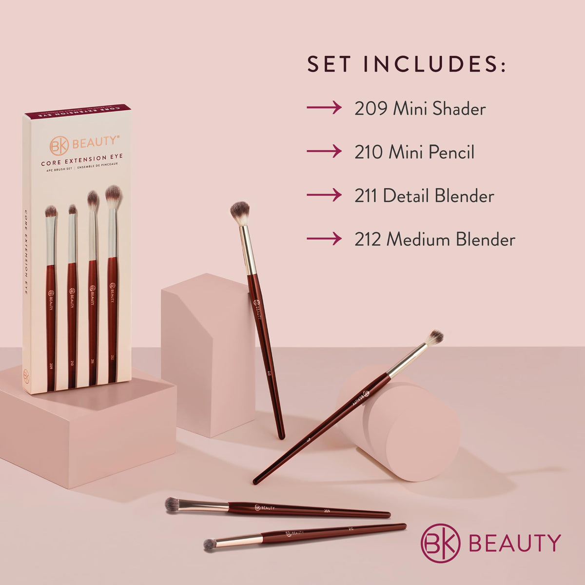 BK Beauty Core Line Extension Eye Set 212 Medium Blender for soft transitions across the lid.