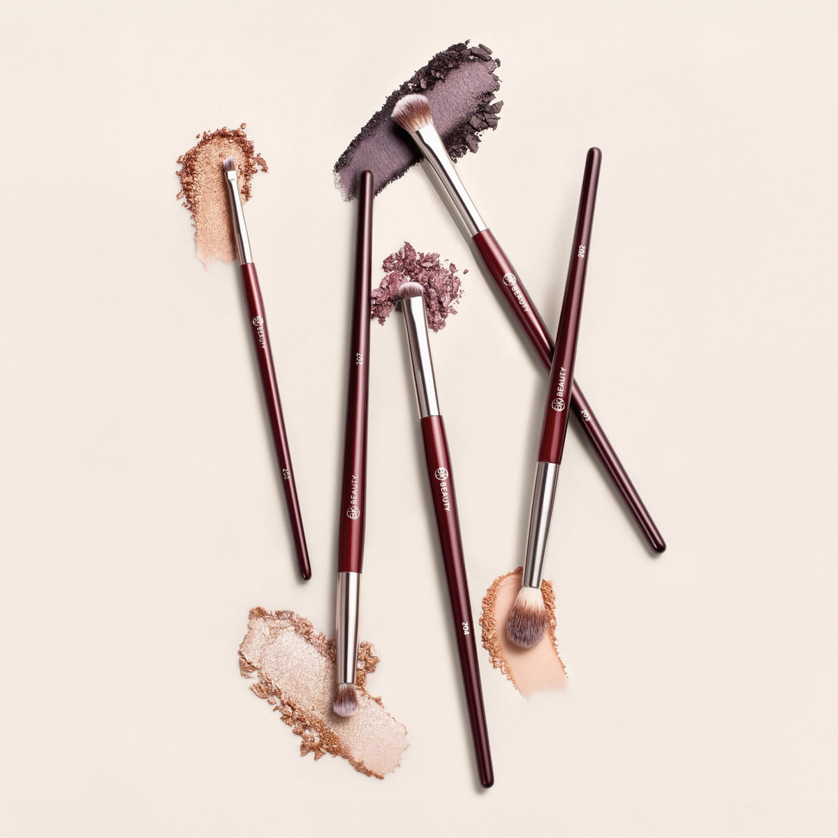 BK Beauty Hooded Eyes Collection Display showing five brushes