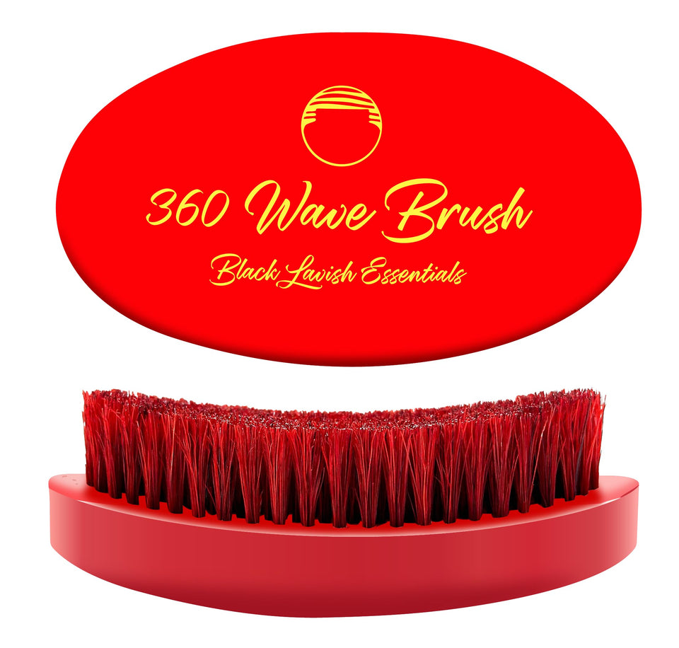 Black Lavish Essentials 360 Wave Brush front view highlights curved design for precise brushing angles