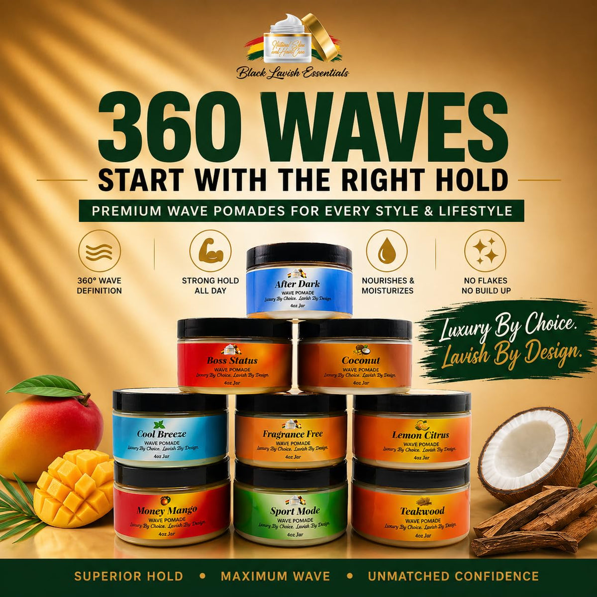 Strong hold keeps waves intact throughout the day with flexible styling.