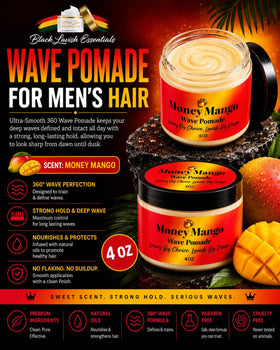 Money Mango Pomade scoop shows even distribution for effortless wave control.