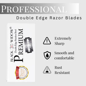BLACK WIDOW blades in barber-tested setup show universal compatibility with safety razors
