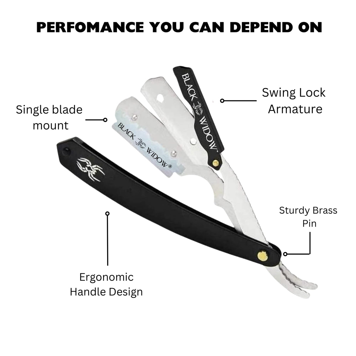 Ergonomic handle design on the Black Widow for comfortable control