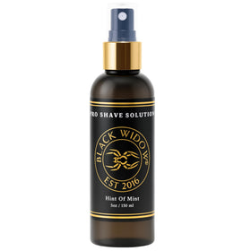 BLACK WIDOW Pro Shave Solution bottle pour shows precise, mess-free application for shaving.