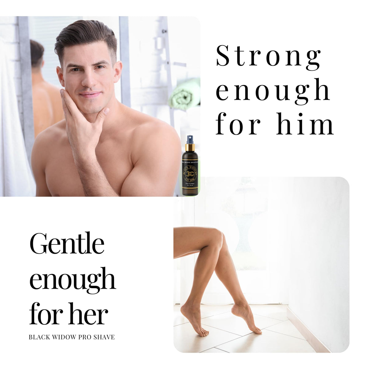 BLACK WIDOW Pro Shave Solution for dry skin-friendly formula supports comfortable shaving.