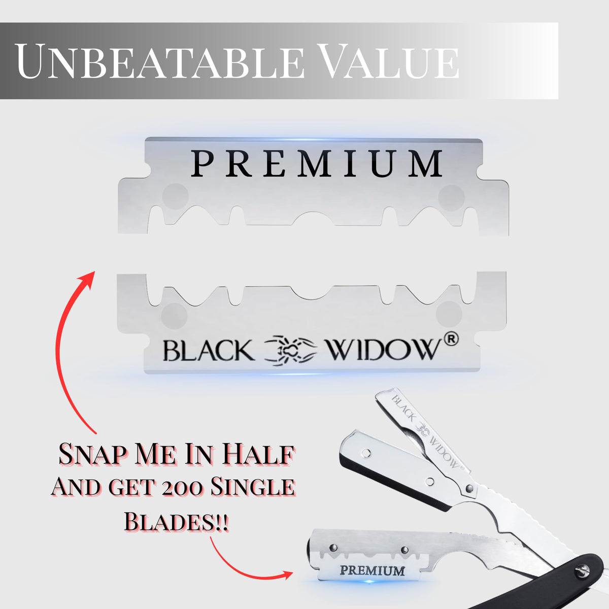 BLACK WIDOW blades inside protective sleeve for easy, mess-free loading