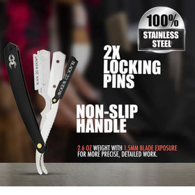 Snap-in blades provide twenty single-edge uses with the Black Widow