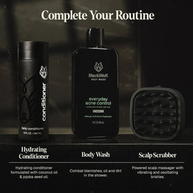 Black Wolf 14 oz bottle provides long-lasting dandruff management in daily use.