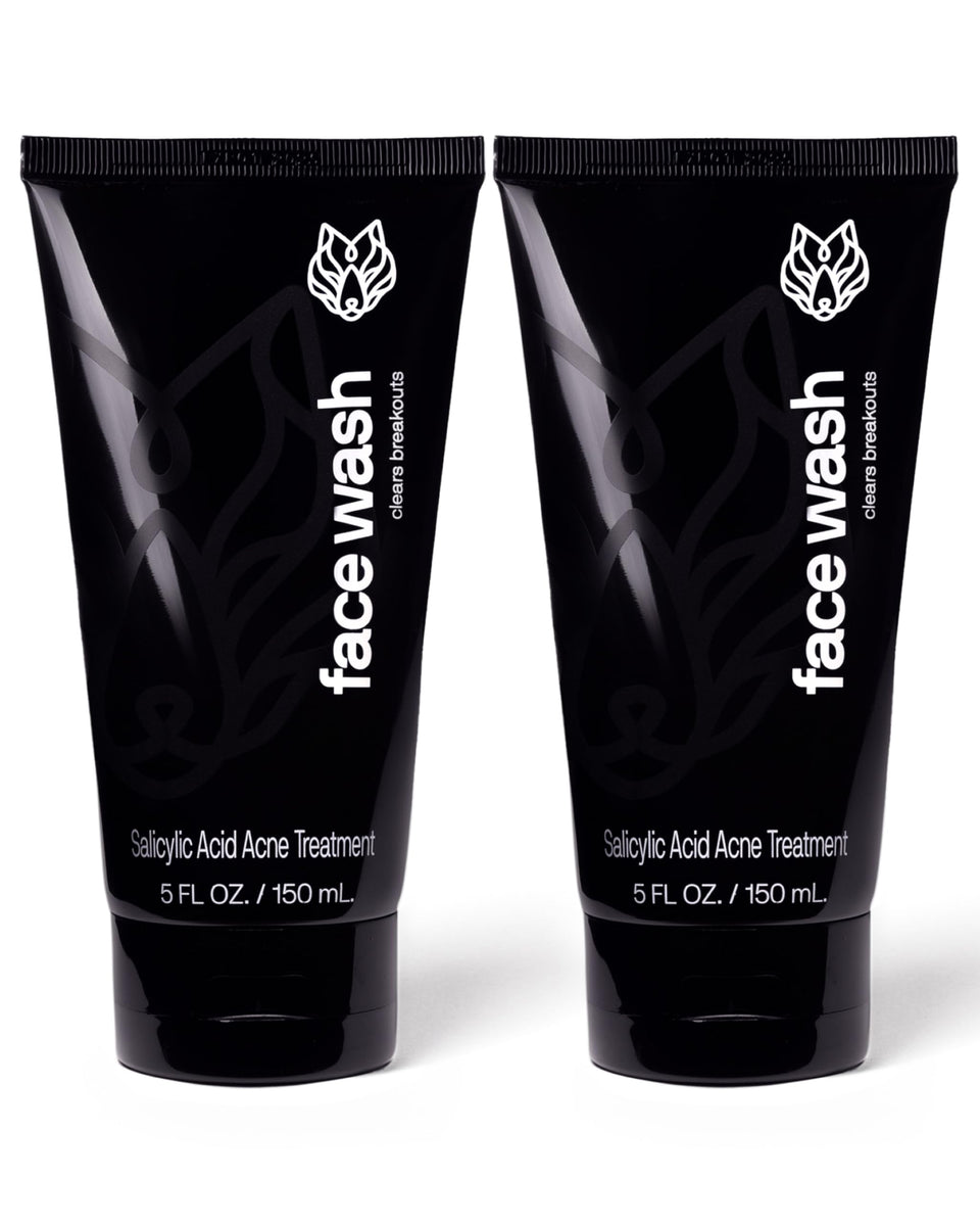 Black Wolf Charcoal Face Wash bottle close-up signals deep cleansing power