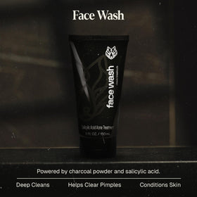 Black Wolf charcoal face wash lather demonstrating cleansing for clear pores.