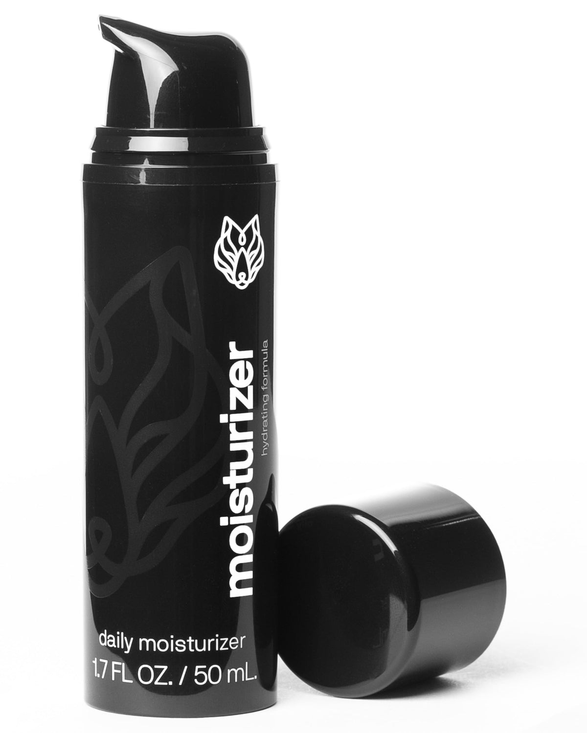 Black Wolf face moisturizing gel bottle showing a hydrating formula for daily use