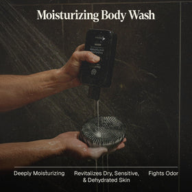 Black Wolf foaming lather showcasing rich cleansing for daily shower routines.
