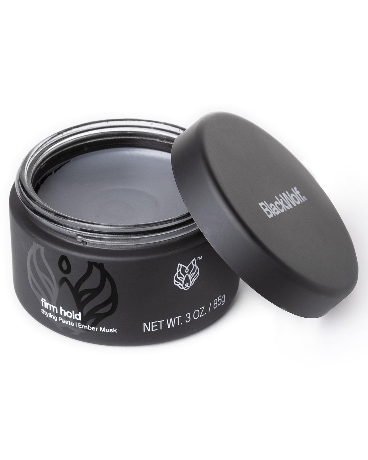 Black Wolf hair styling paste packaging displayed for easy pickup and use
