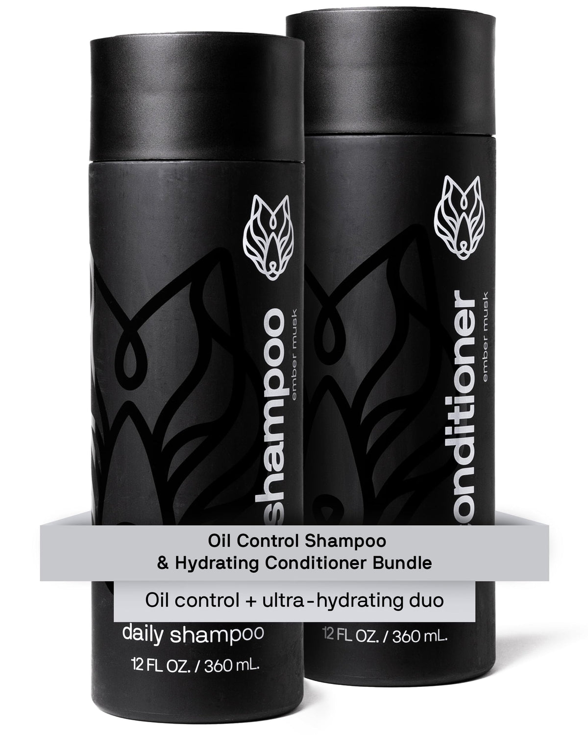 Black Wolf shampoo oil-control bottle for deep scalp cleanse and oil reduction.
