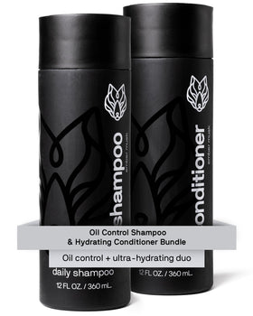 Black Wolf shampoo oil-control bottle for deep scalp cleanse and oil reduction.