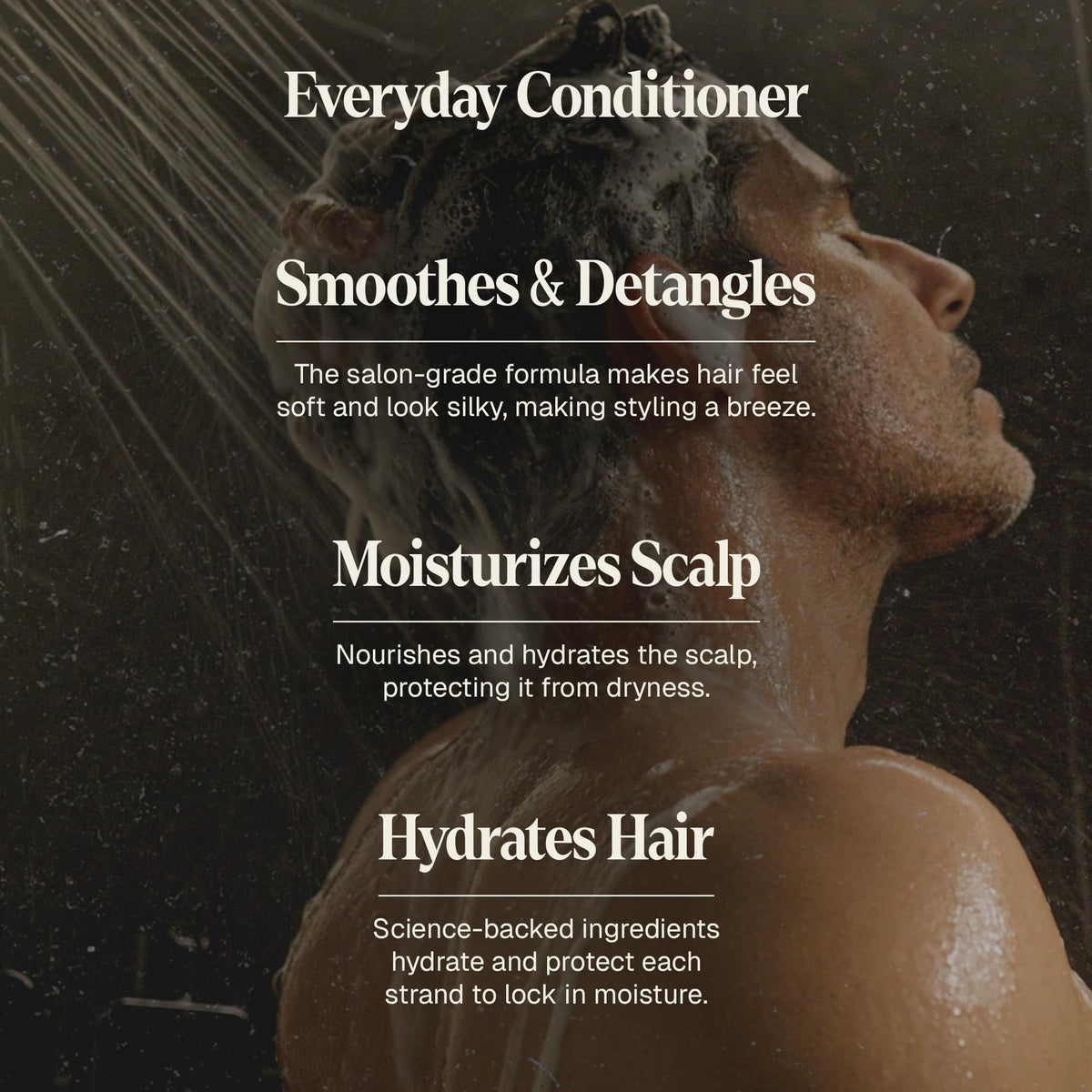 Black Wolf shampoo application on wet hair showing cleansing action.