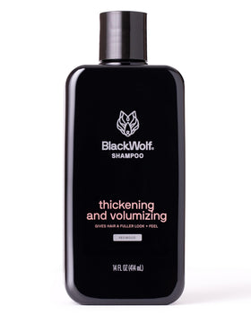 Black Wolf Thickening Shampoo bottle delivering volume with a clean daily cleanse