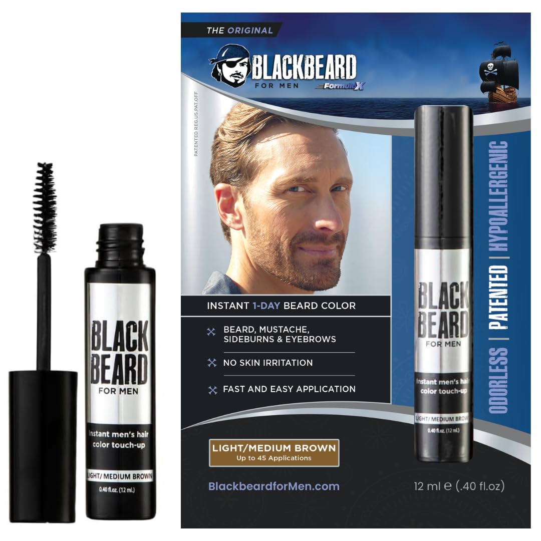 Blackbeard for Men beard color brush-on application shows instant color with day-long finish