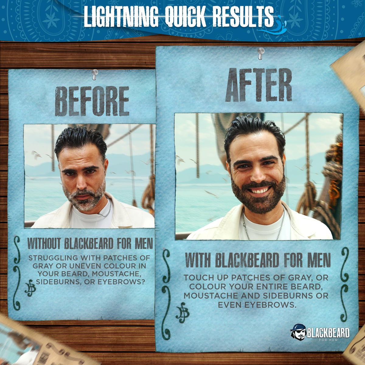 Blackbeard for Men eyebrow touchups with temporary tint for defined framing