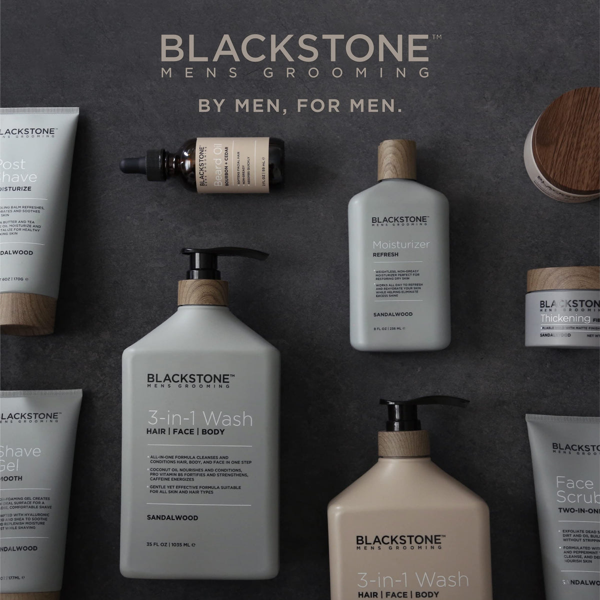 Blackstone paraben-free, made in USA packaging signals a clean grooming solution