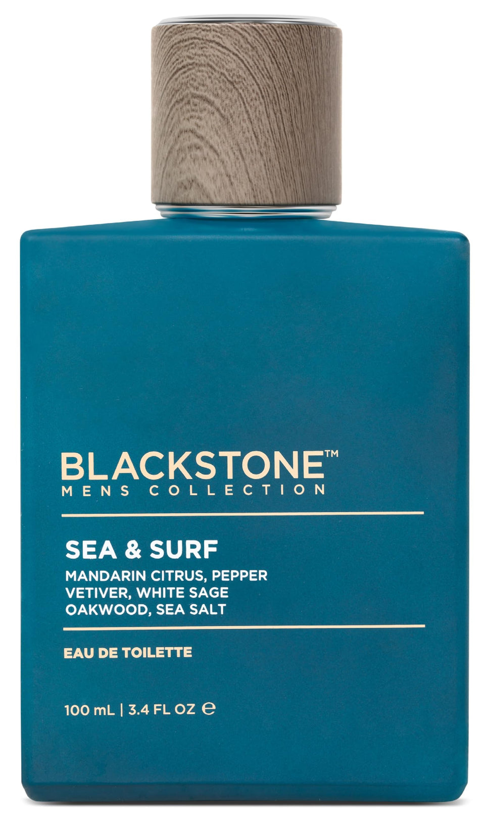 Blackstone Sea and Surf eau de toilette bottle showcasing mandarin and sea salt freshness.