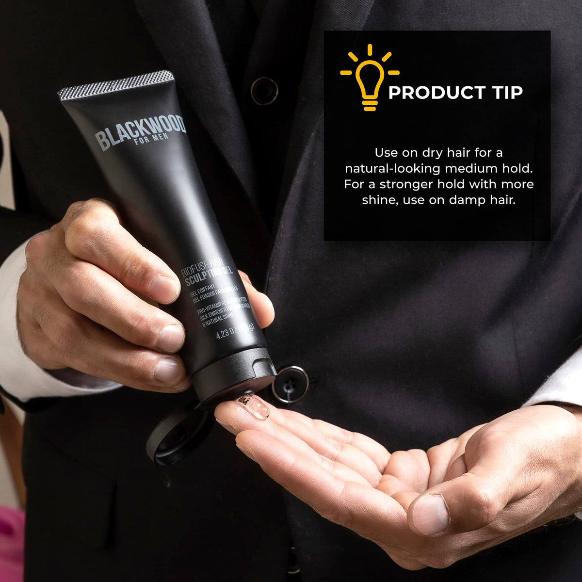 Blackwood For Men BioFuse Hair Gel style outcome on model with lift and defined texture