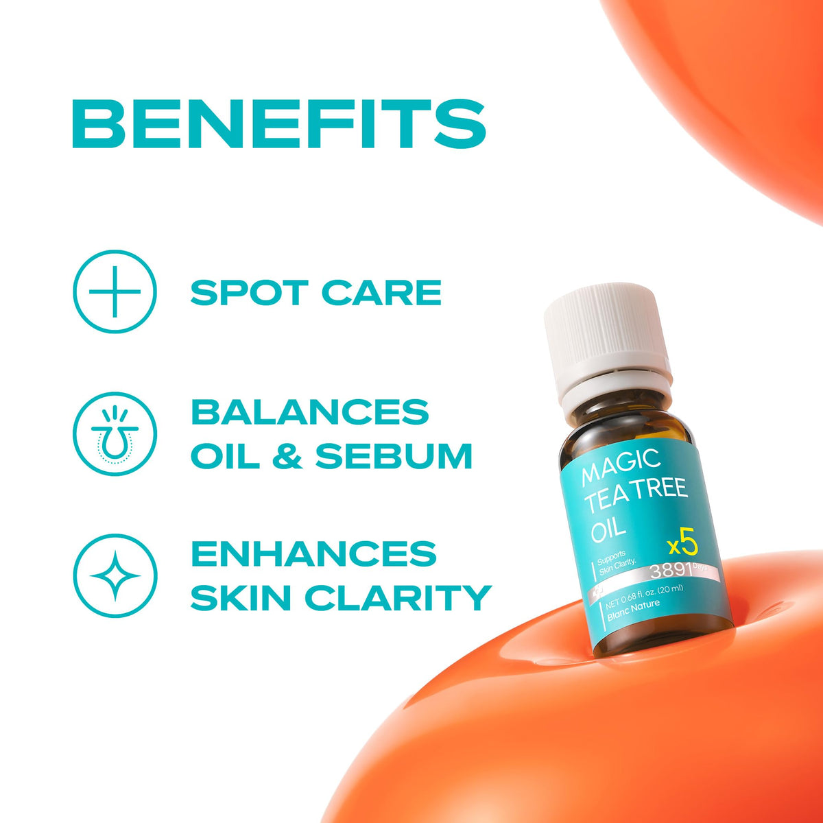 BLANC NATURE Tea Tree Oil texture closeup reveals watery non-sticky finish
